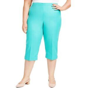 NWT Alfred Dunner Miami Beach Turquoise Pull On Capri Pant 24W